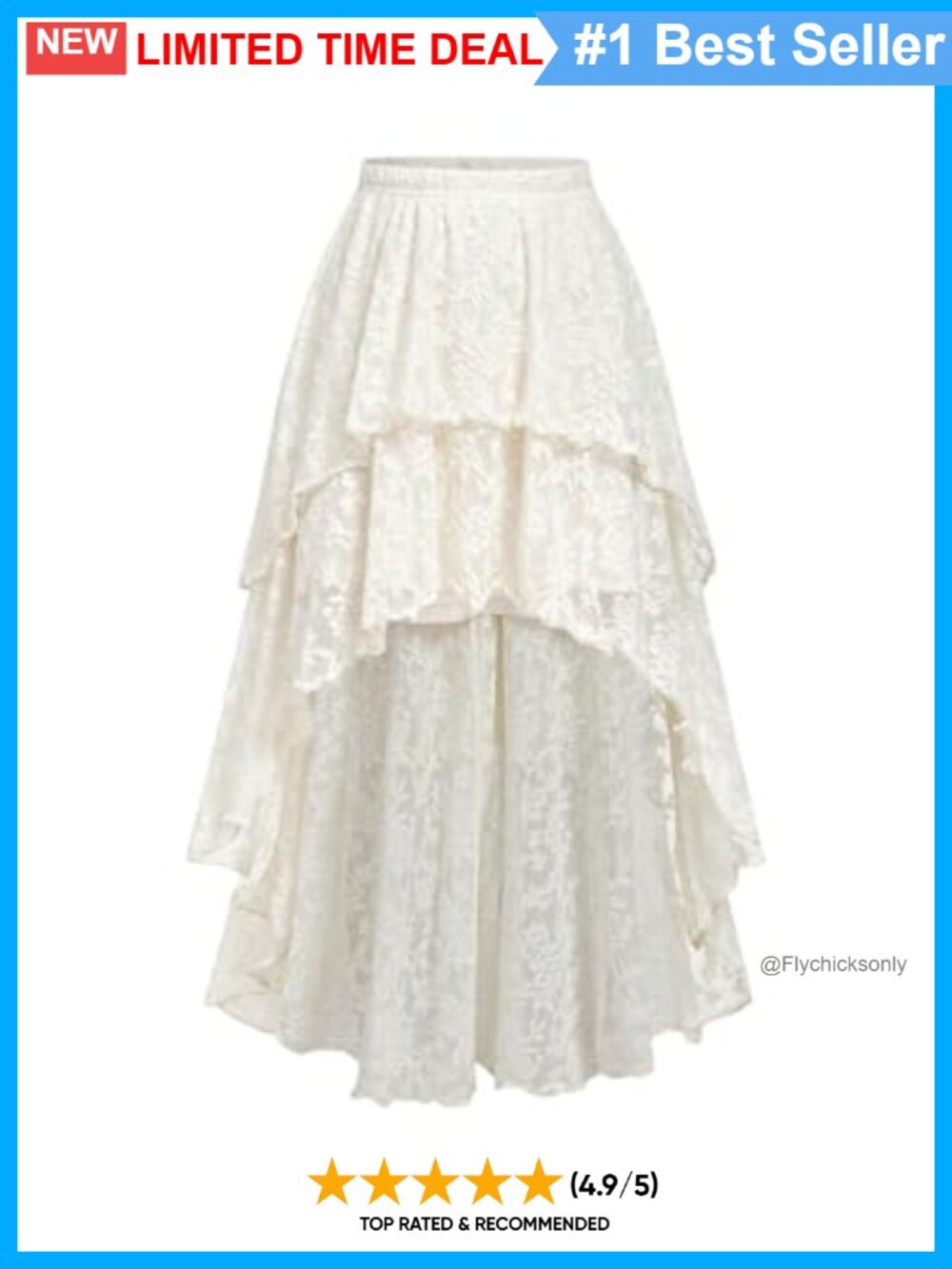 Boho Lace High Low Skirt Asymmetrical Ruffled Western Style
